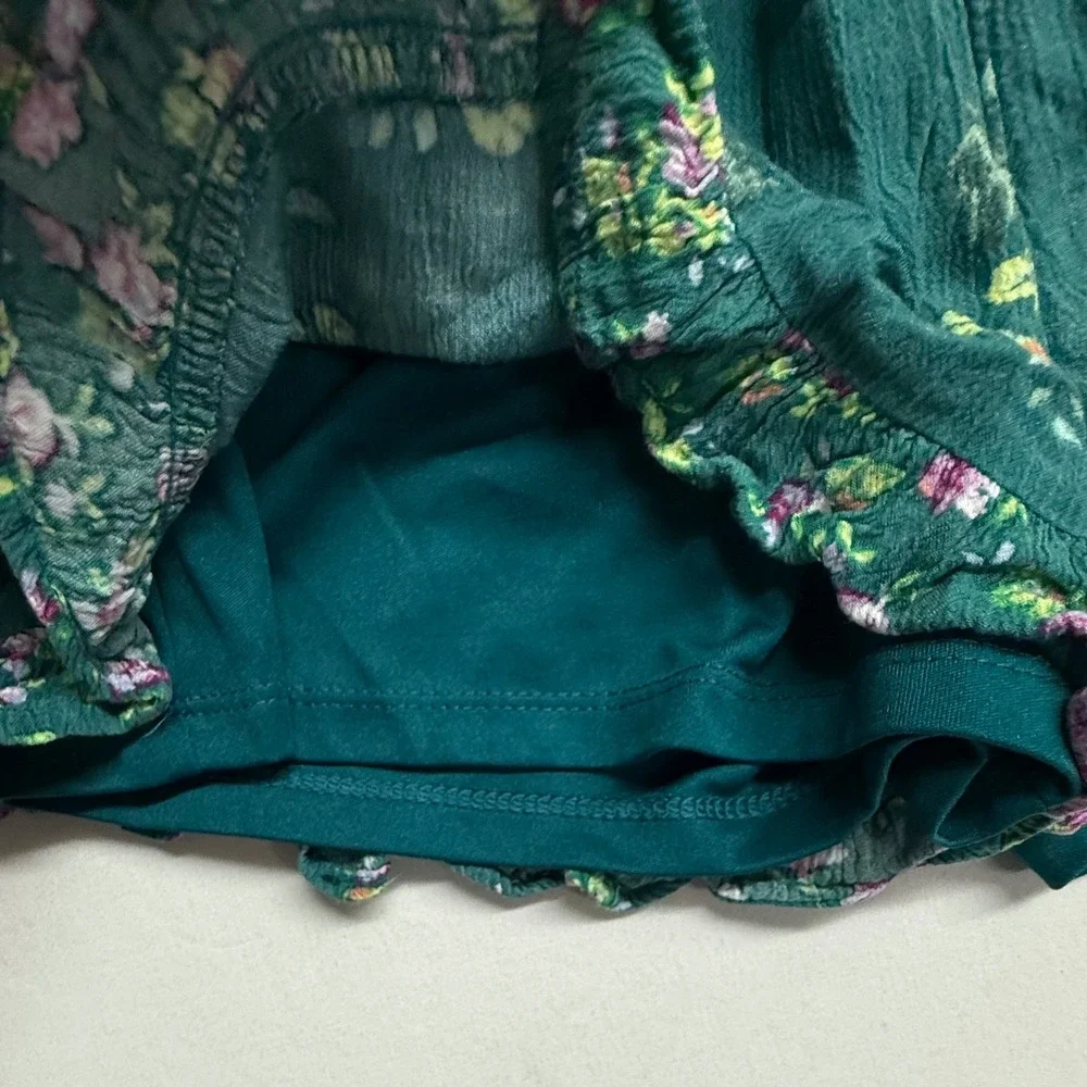 Justice Girls L 12/14 Floral 2 Pc Shorts Set Wrap Crop Top Green Boho Outfit